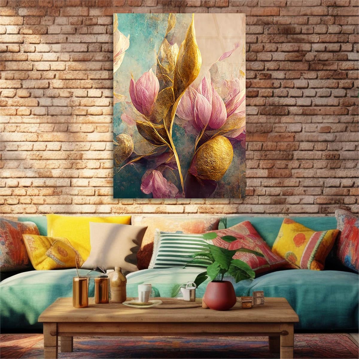 Dikey Sanat Temalı Cam Tablo 464