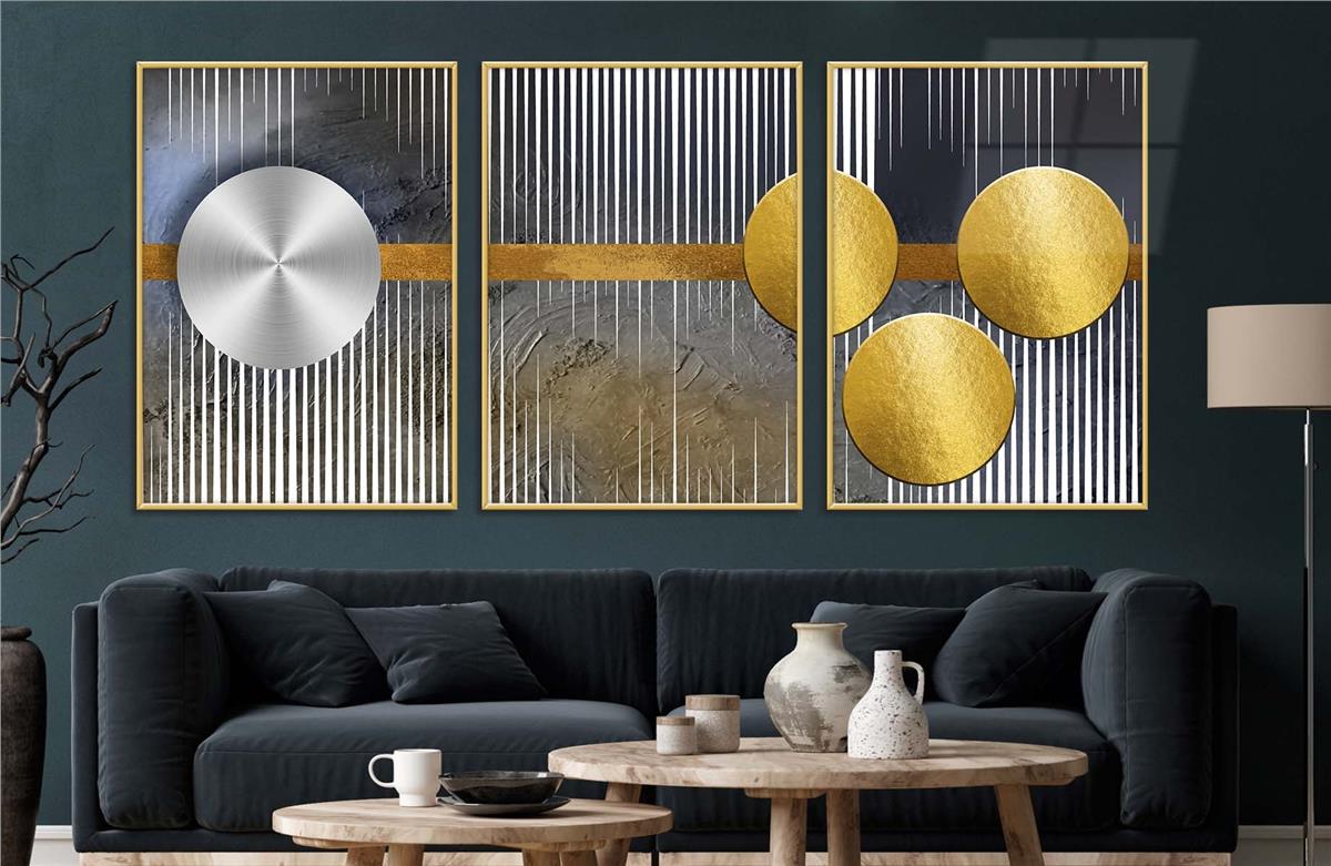 Alüminyum Çerçeveli Sanat Temalı 3'lü Set MDF Tablo 0078