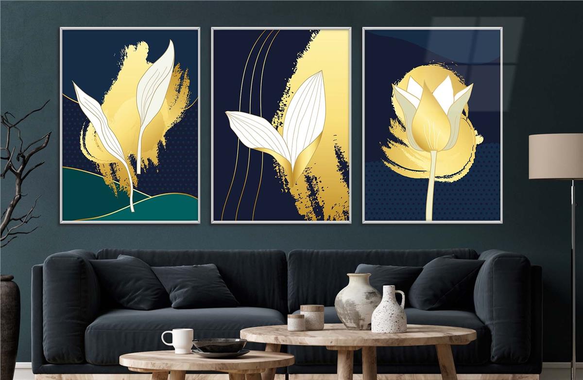 Alüminyum Çerçeveli Sanat Temalı 3'lü Set MDF Tablo 0006