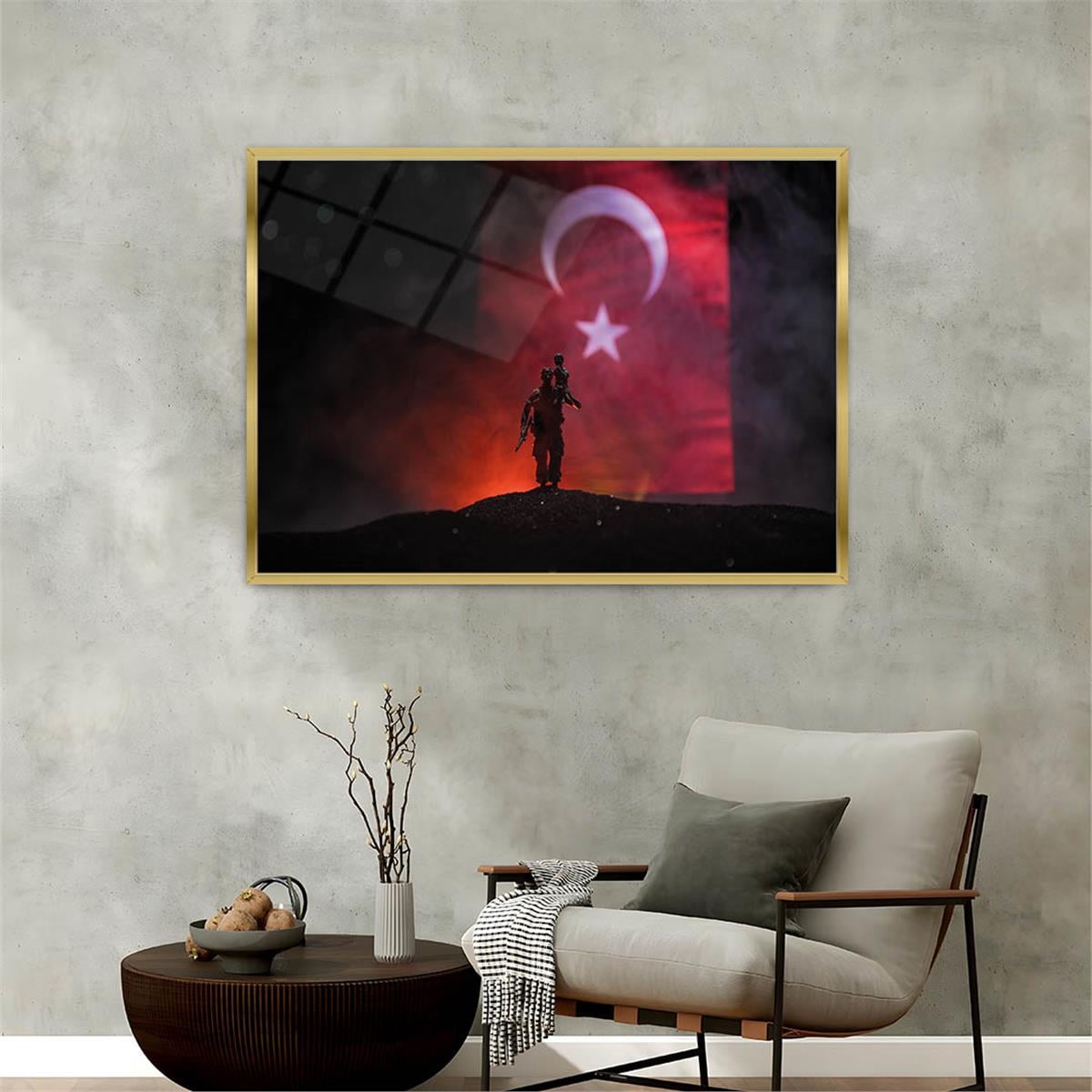 Alüminyum Çerçeveli Vatan Temalı Cam Tablo 062