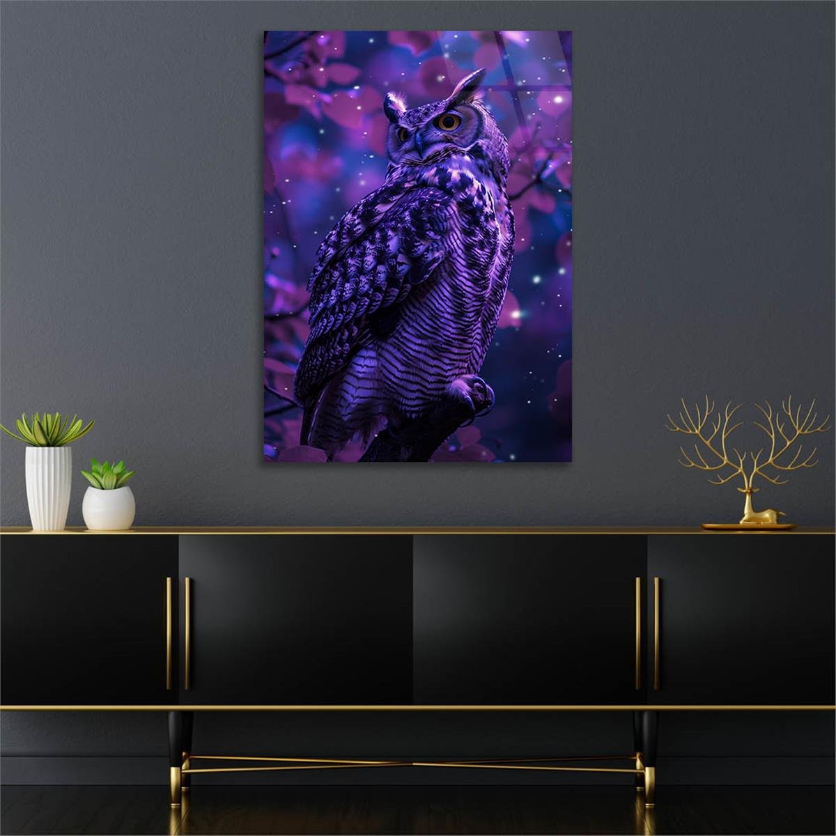 Dikey Doğa Temalı Cam Tablo 391