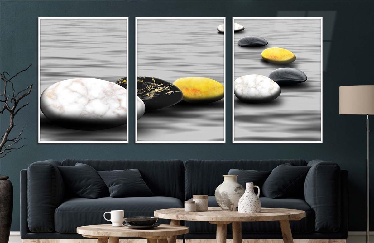 Alüminyum Çerçeveli Sanat Temalı 3'lü Set CAM Tablo 0067