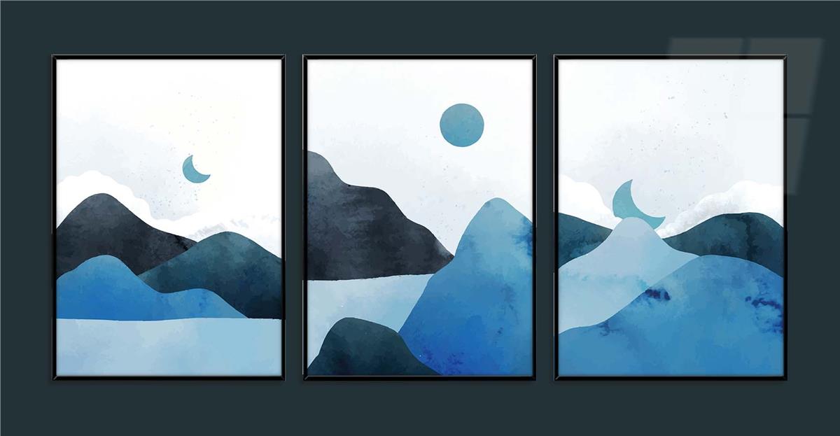 Alüminyum Çerçeveli Sanat Temalı 3'lü Set MDF Tablo 0022