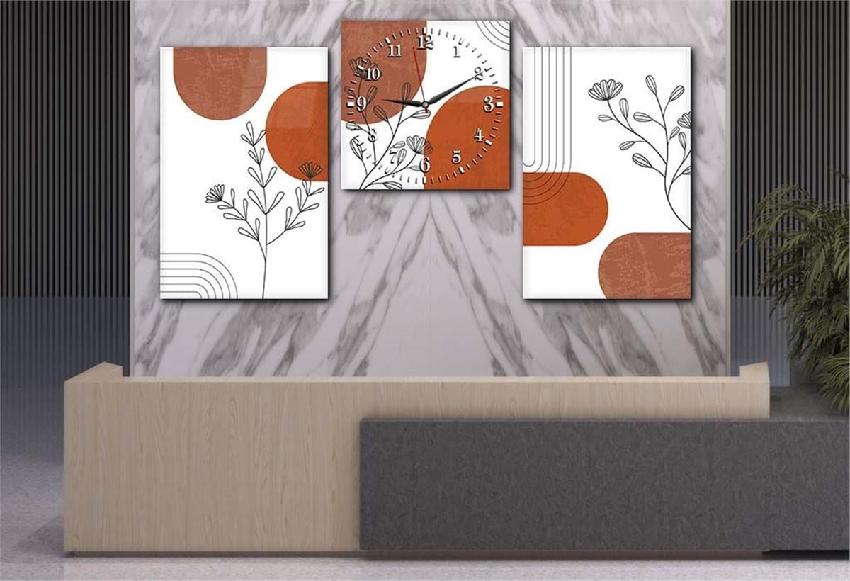 Tempered Glasss Wall Arts Art-Themed Set with Clock