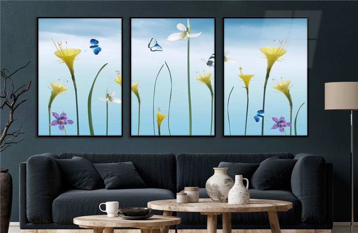 Alüminyum Çerçeveli Sanat Temalı 3'lü Set CAM Tablo 0068