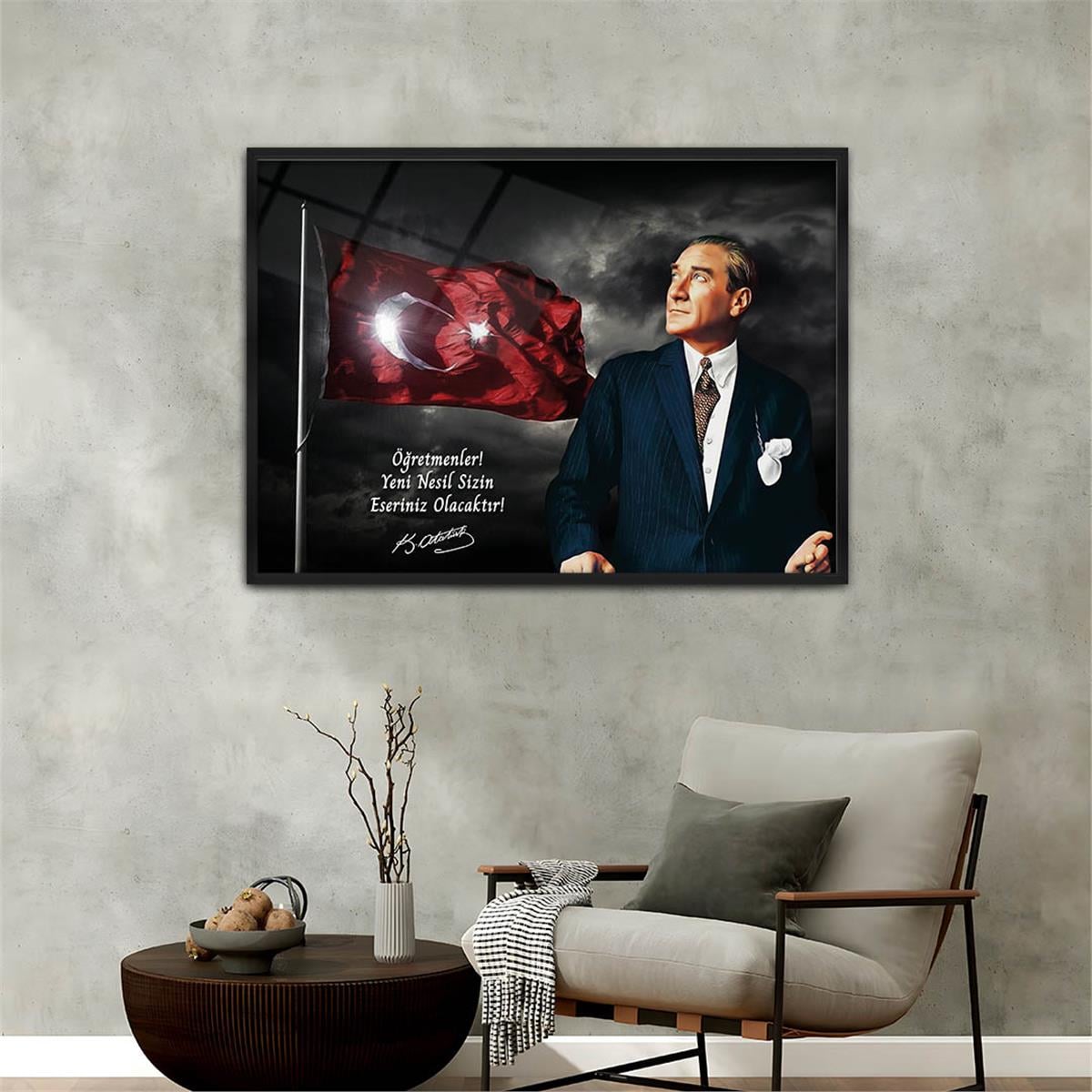 Alüminyum Çerçeveli Vatan Temalı Cam Tablo 088