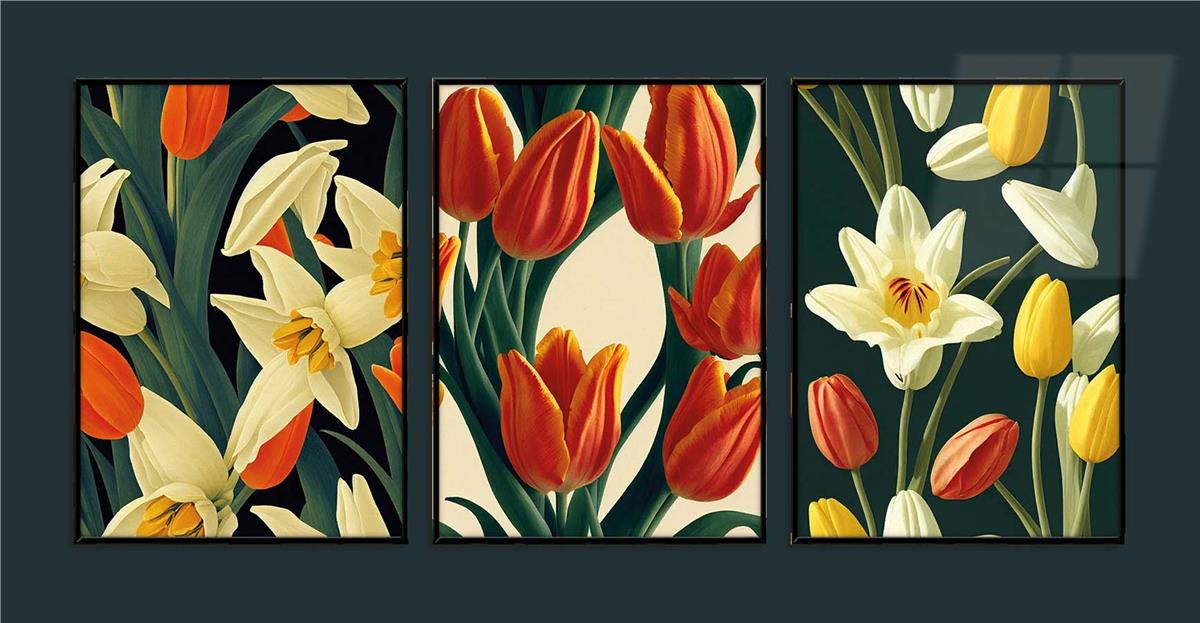 Alüminyum Çerçeveli Sanat Temalı 3'lü Set CAM Tablo 0039