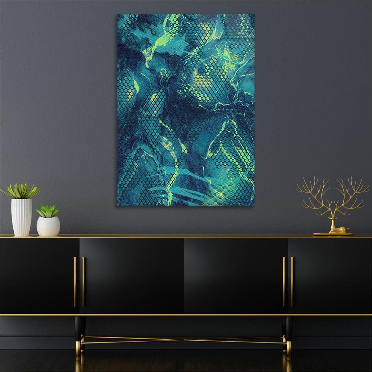 Dikey Sanat Temalı Cam Tablo 408