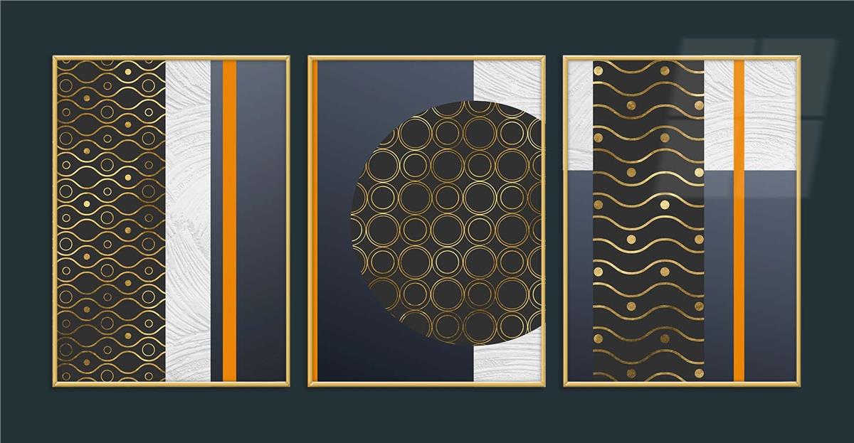 Alüminyum Çerçeveli Sanat Temalı 3'lü Set CAM Tablo 0057