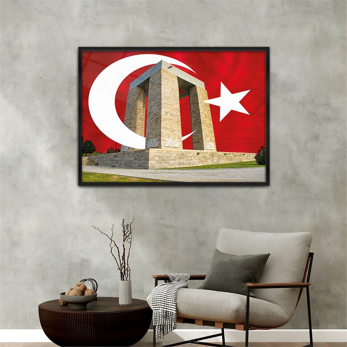 Alüminyum Çerçeveli Vatan Temalı Cam Tablo 064