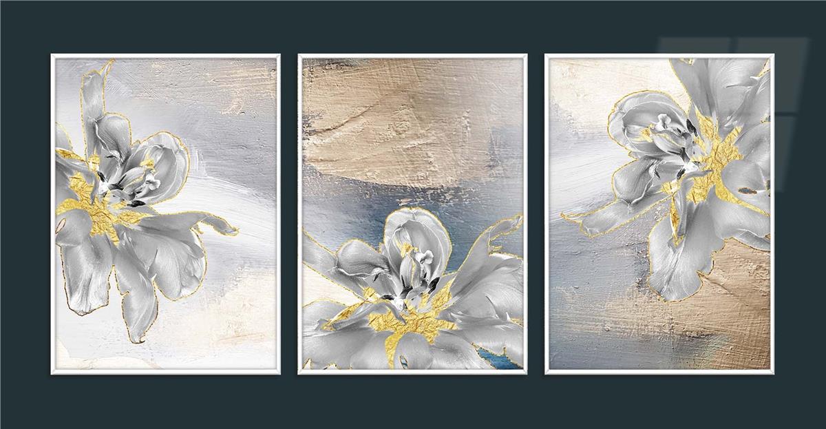 Alüminyum Çerçeveli Sanat Temalı 3'lü Set MDF Tablo 0062