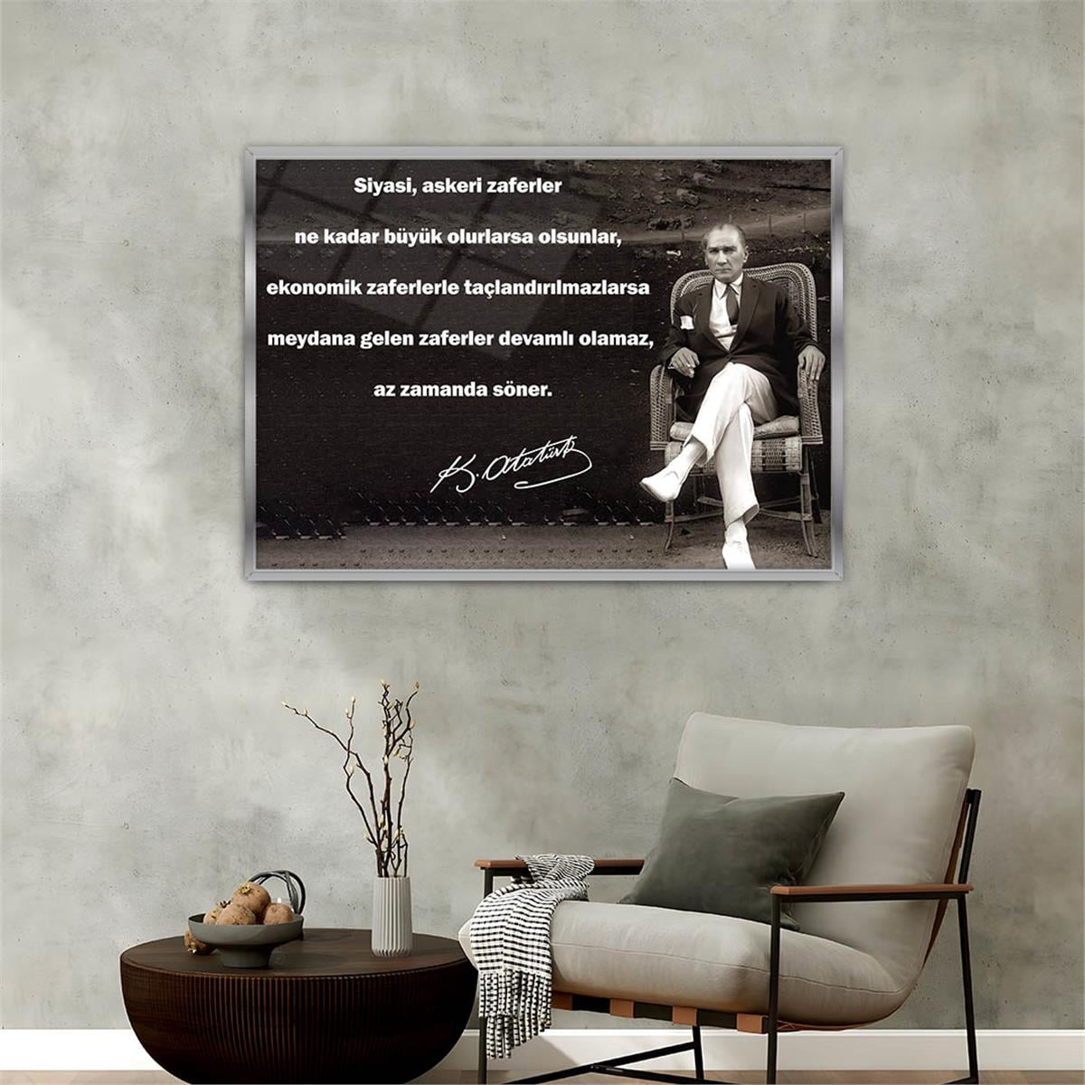 Alüminyum Çerçeveli Vatan Temalı Cam Tablo 038