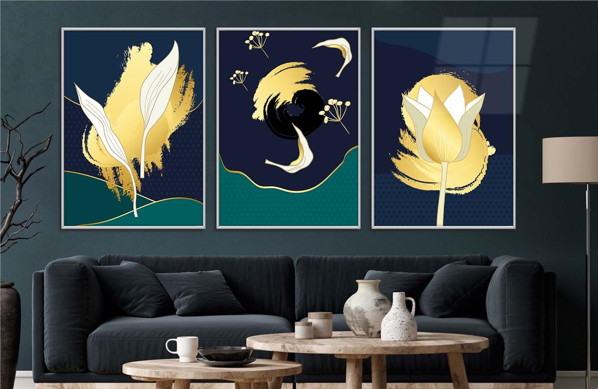 Alüminyum Çerçeveli Sanat Temalı 3'lü Set MDF Tablo 0005