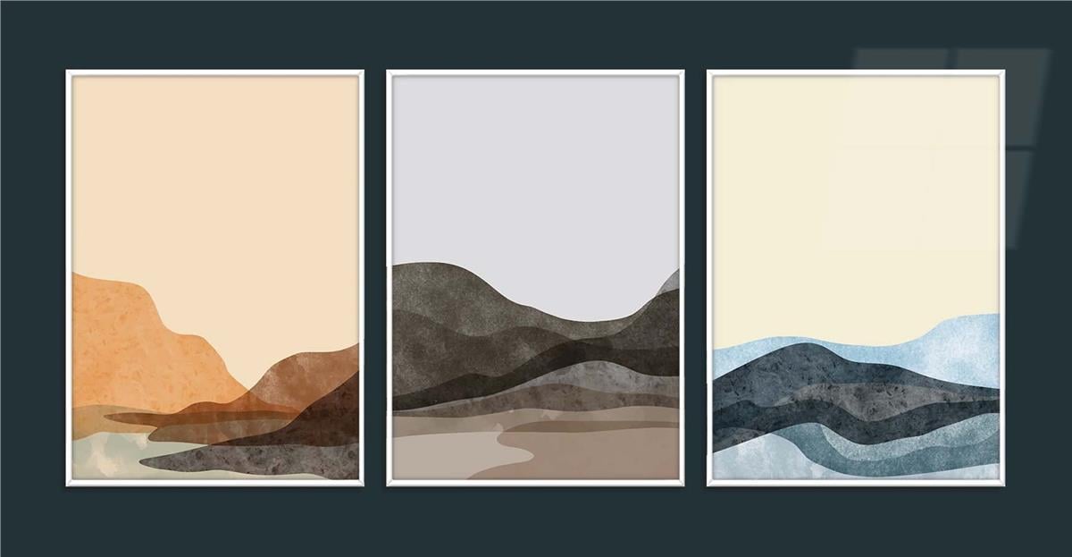 Alüminyum Çerçeveli Sanat Temalı 3'lü Set CAM Tablo 0023