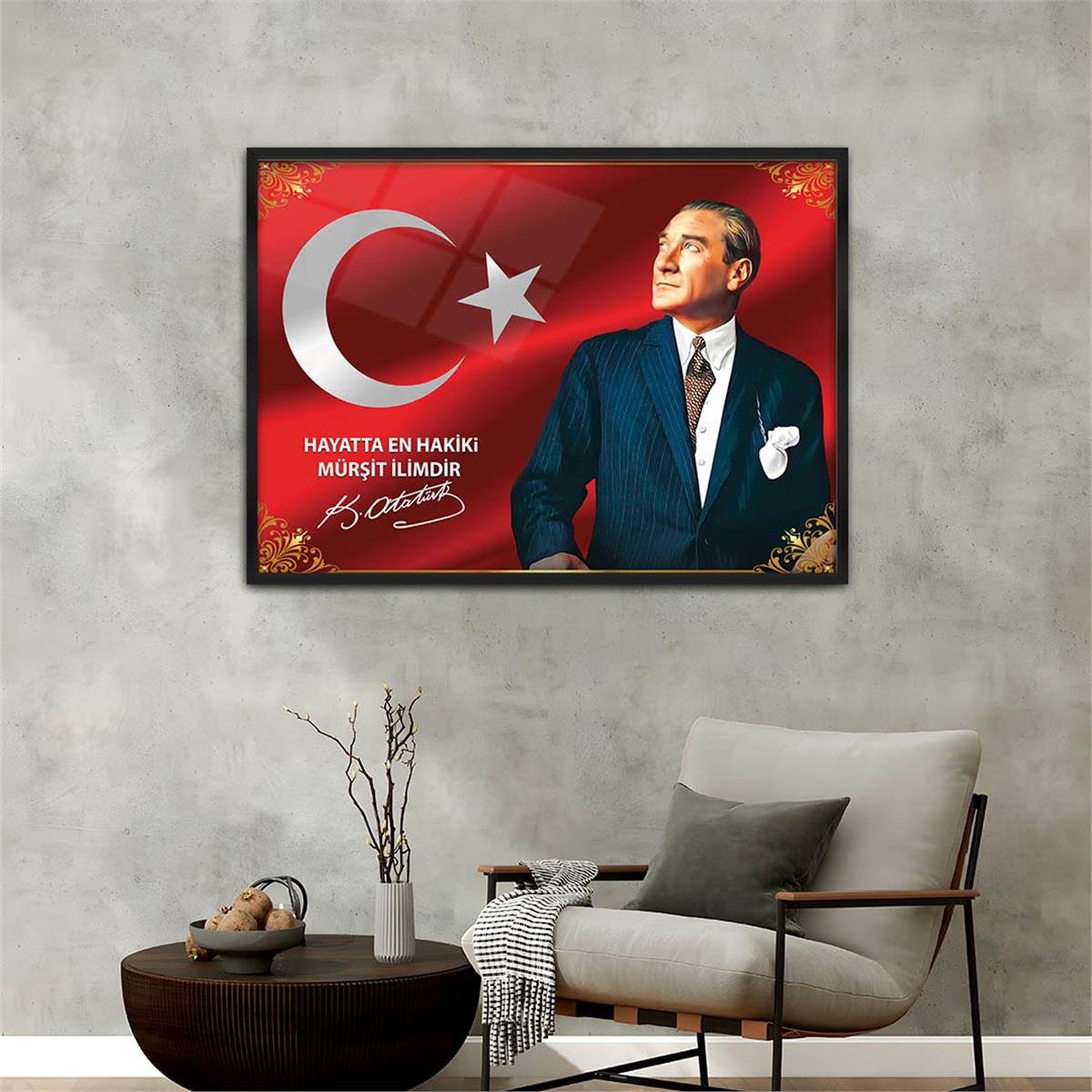 Alüminyum Çerçeveli Vatan Temalı Cam Tablo 084