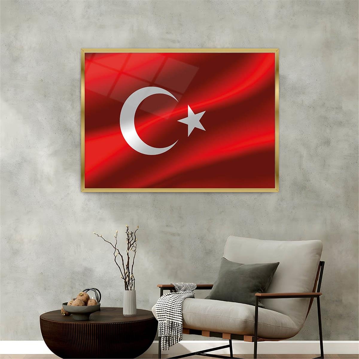 Alüminyum Çerçeveli Vatan Temalı Cam Tablo 060