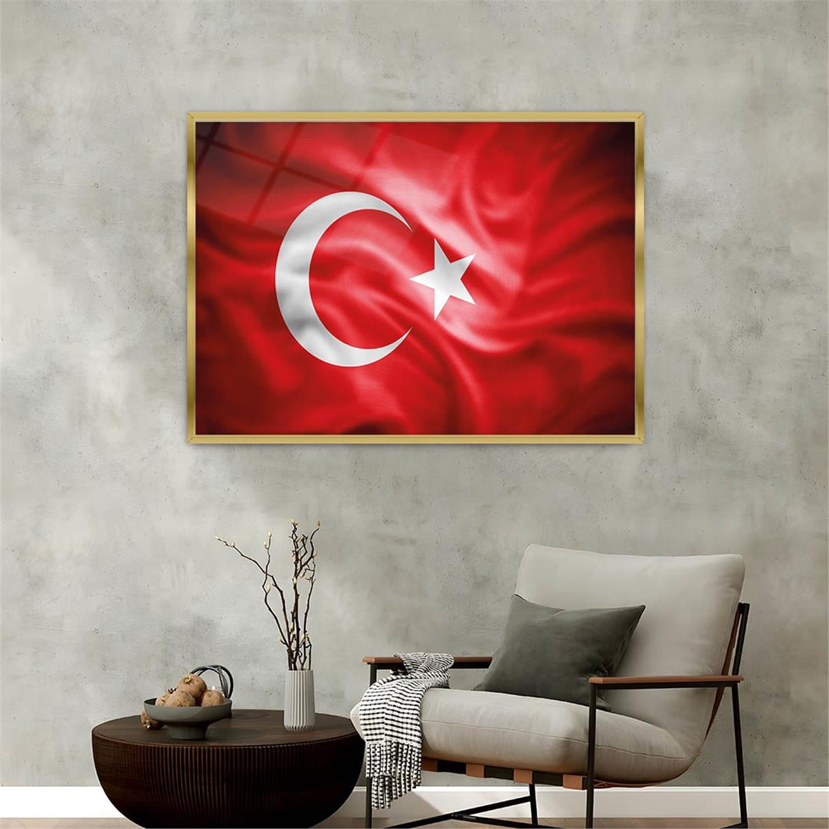 Alüminyum Çerçeveli Vatan Temalı Cam Tablo 053