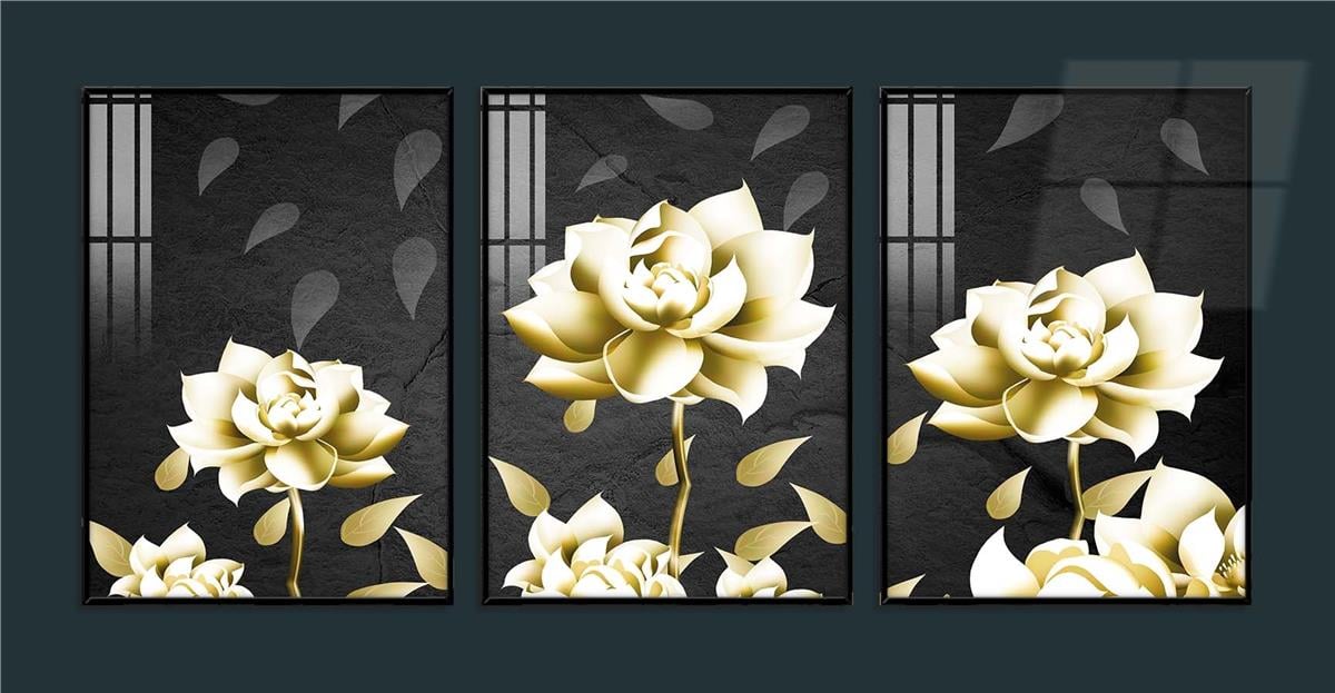 Alüminyum Çerçeveli Sanat Temalı 3'lü Set MDF Tablo 0040