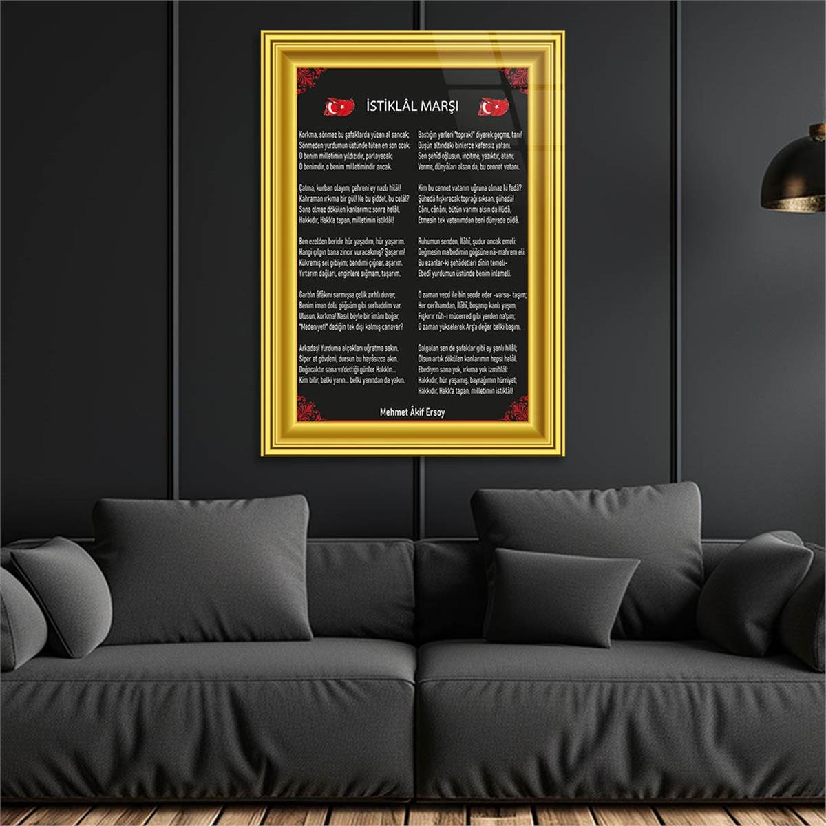 Turkish National Anthem Tempered Glass Wall Art  