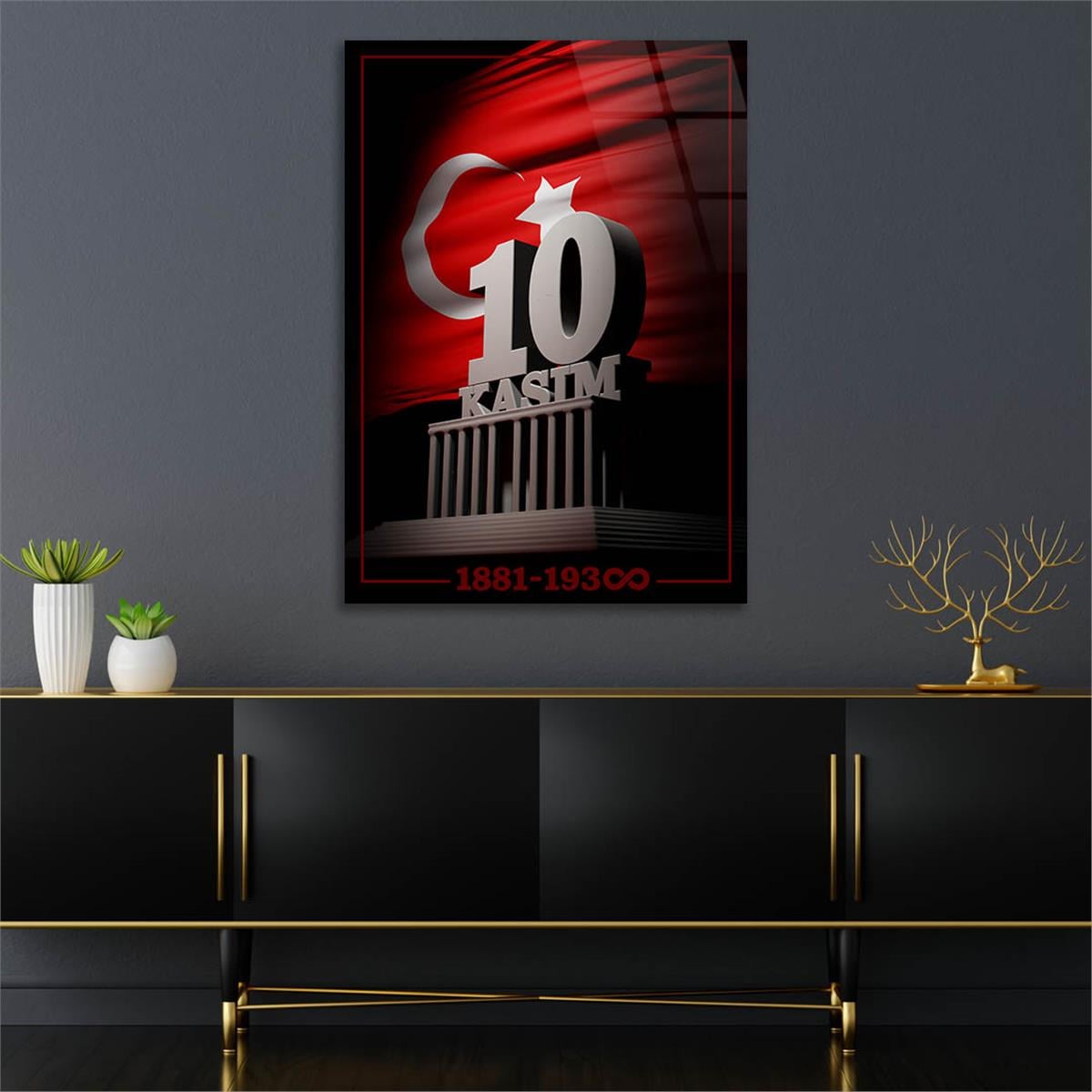 Dikey VatanTemalı Cam Tablo 130