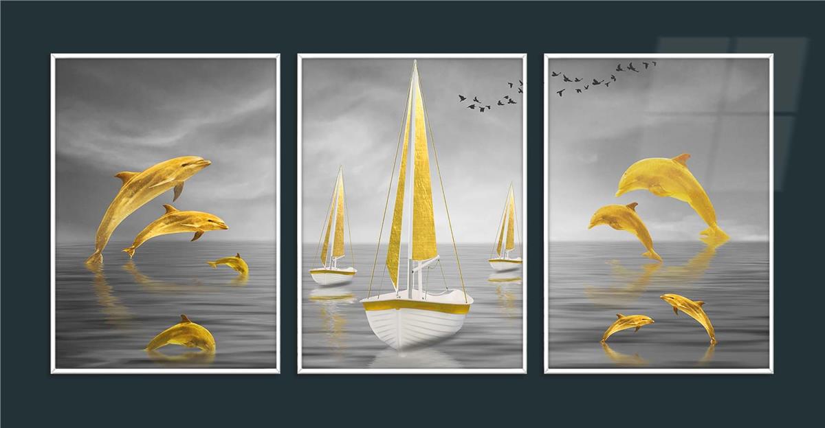 Alüminyum Çerçeveli Sanat Temalı 3'lü Set CAM Tablo 0066