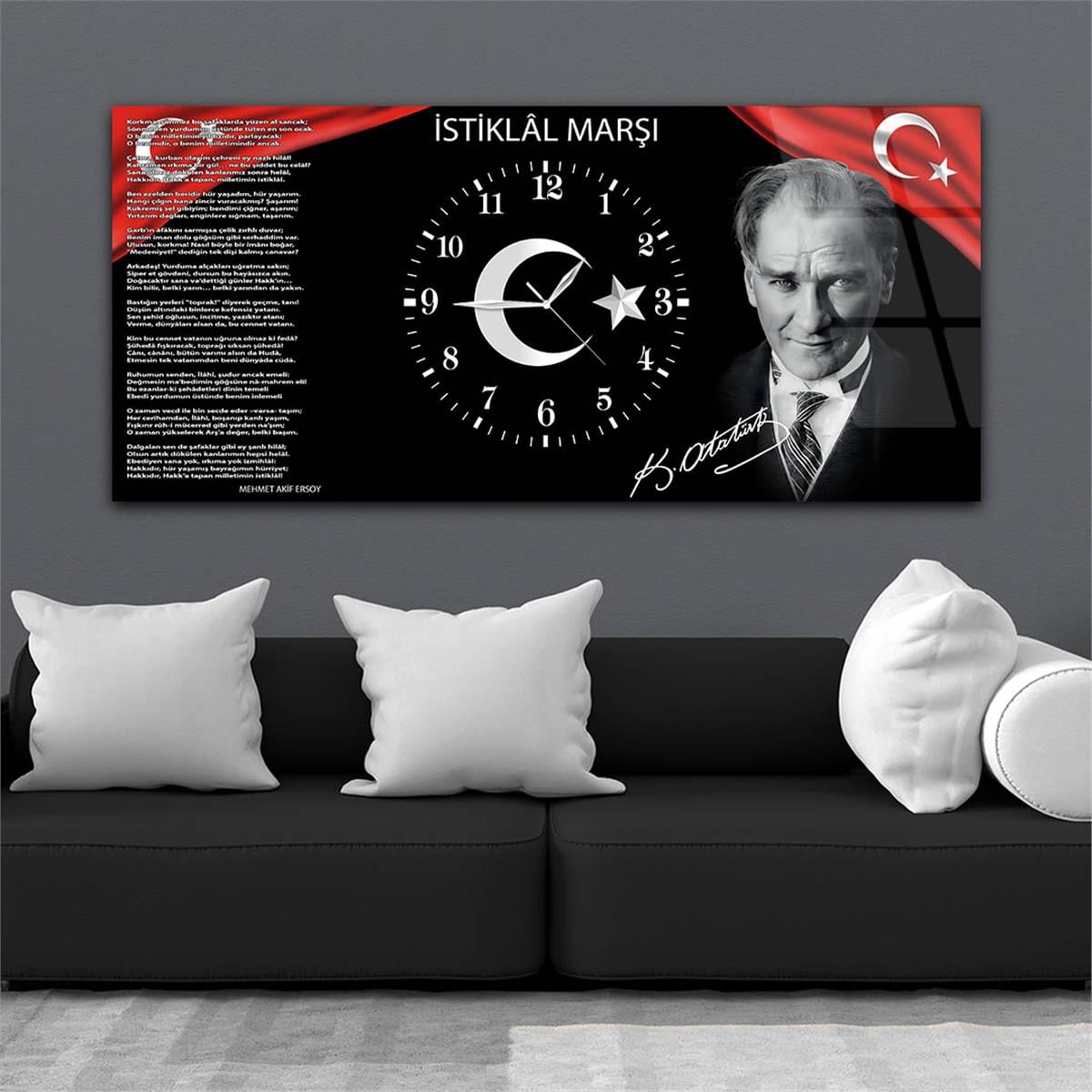 Middle-Clock, Homeland-Themed Horizontal Glass Wall Painting 013