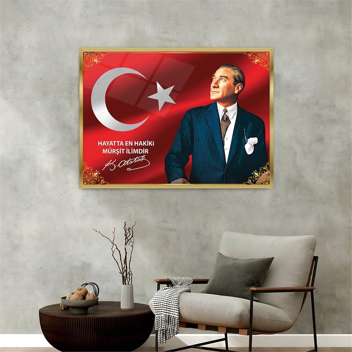 Alüminyum Çerçeveli Vatan Temalı Cam Tablo 084