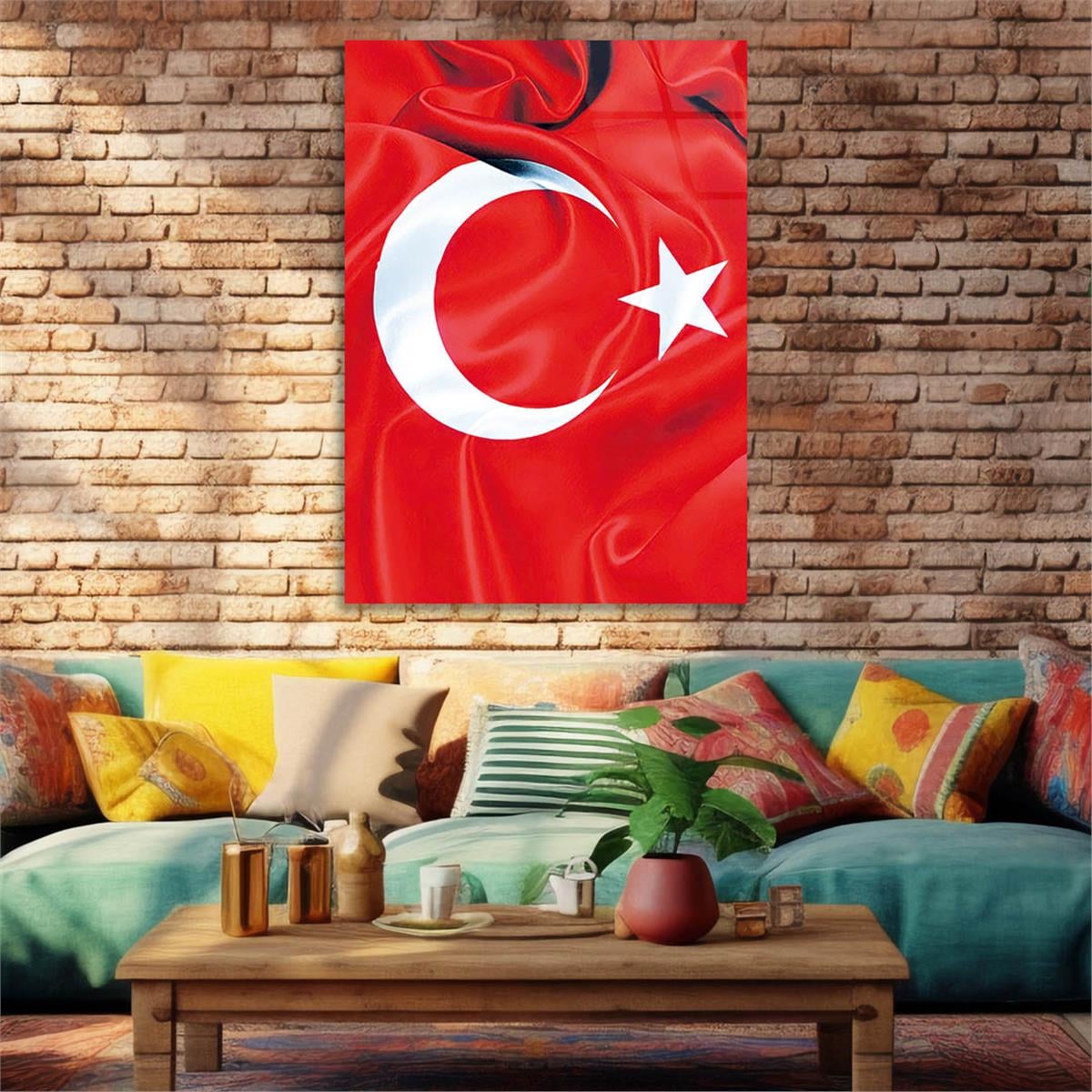 Turkish Flag Glass Wall Art
