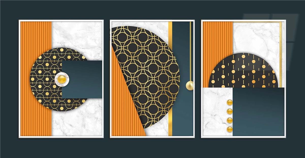 Alüminyum Çerçeveli Sanat Temalı 3'lü Set MDF Tablo 0056