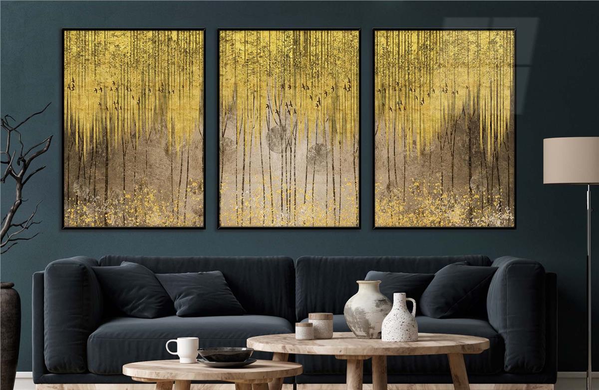 Alüminyum Çerçeveli Sanat Temalı 3'lü Set CAM Tablo 0044