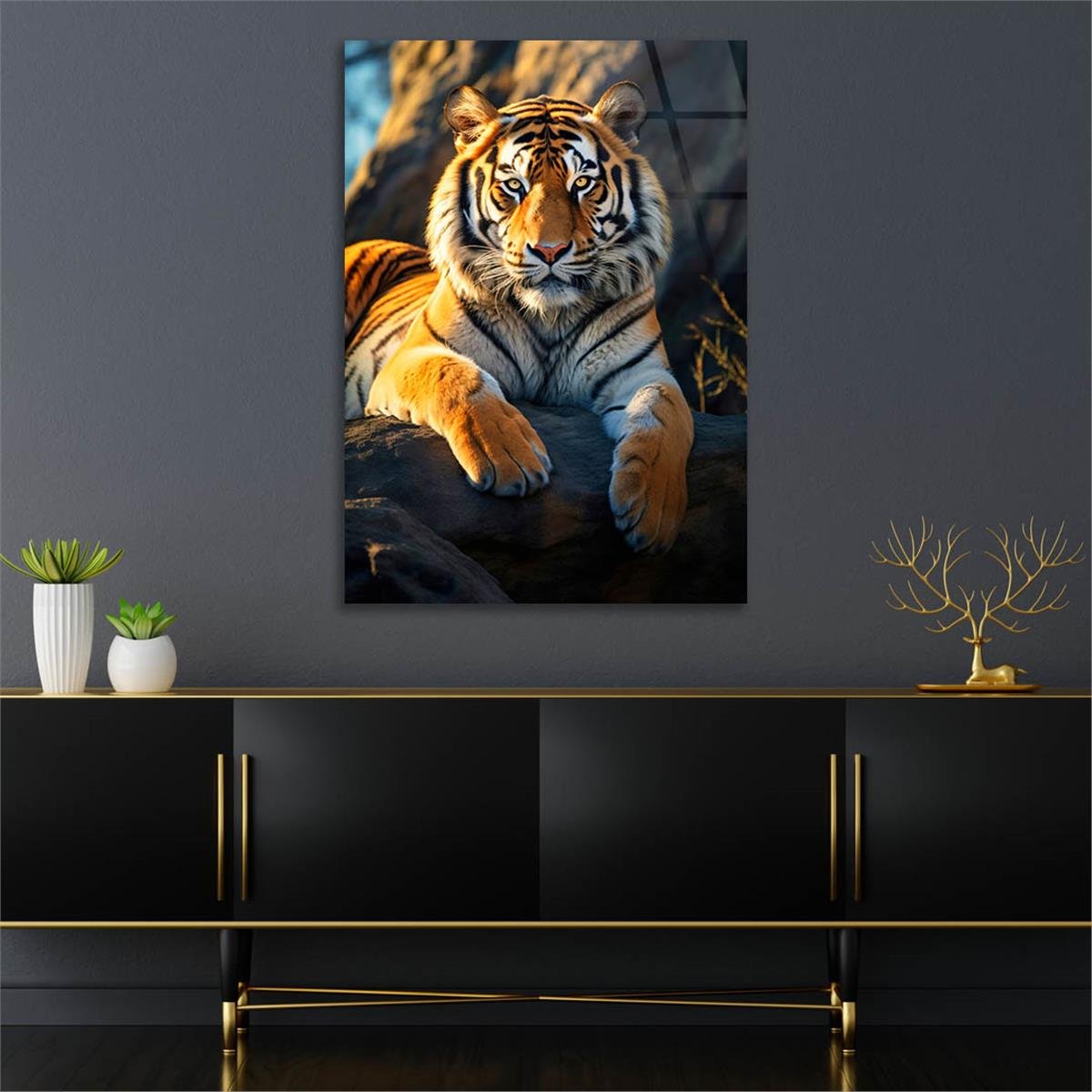 Dikey Doğa Temalı Cam Tablo 411