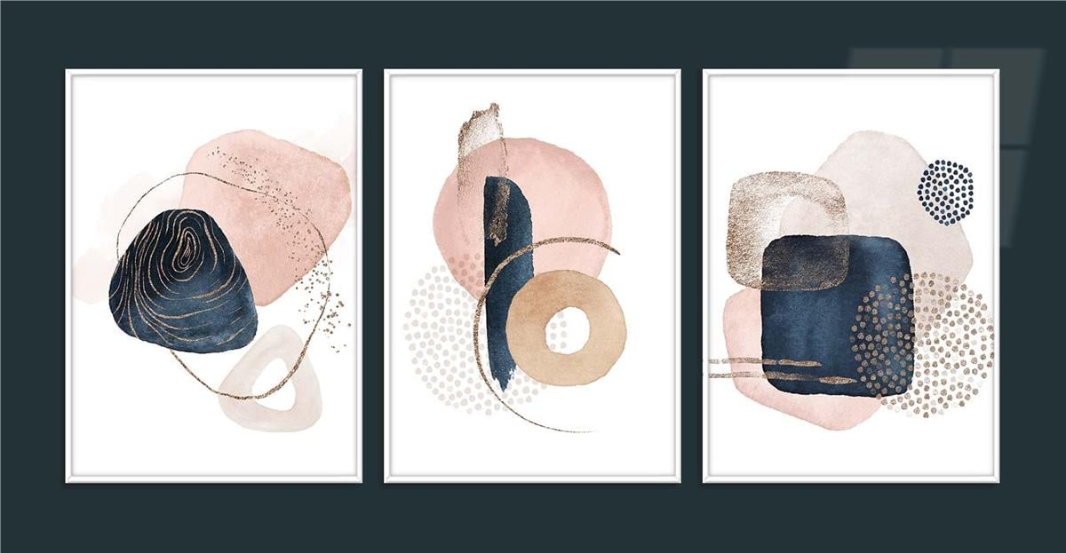 Alüminyum Çerçeveli Sanat Temalı 3'lü Set CAM Tablo 0082