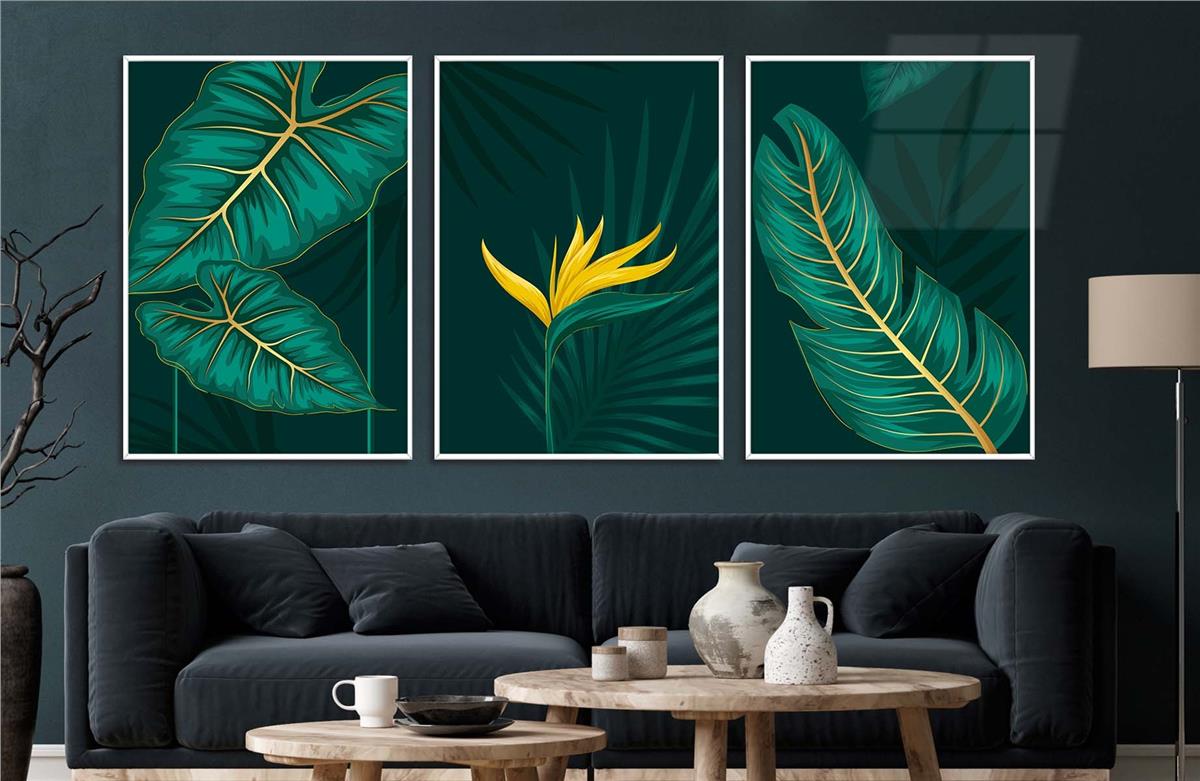 Alüminyum Çerçeveli Sanat Temalı 3'lü Set MDF Tablo 0017