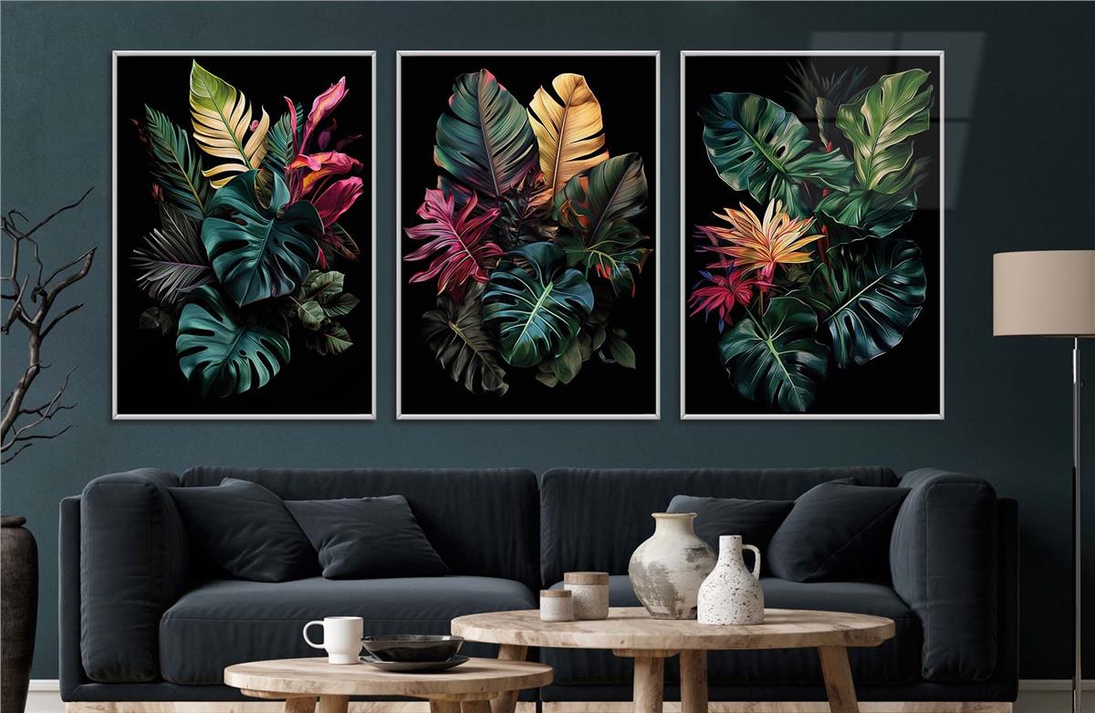 Alüminyum Çerçeveli Sanat Temalı 3'lü Set MDF Tablo 0076