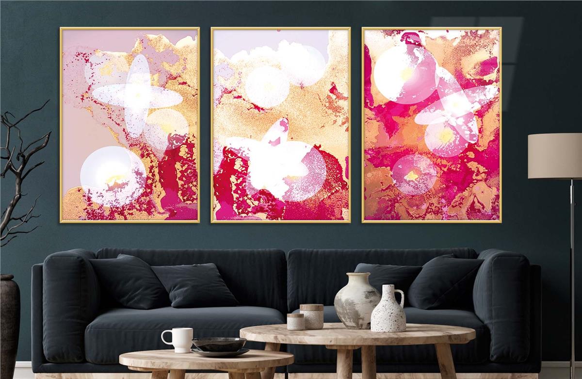 Alüminyum Çerçeveli Sanat Temalı 3'lü Set CAM Tablo 0004