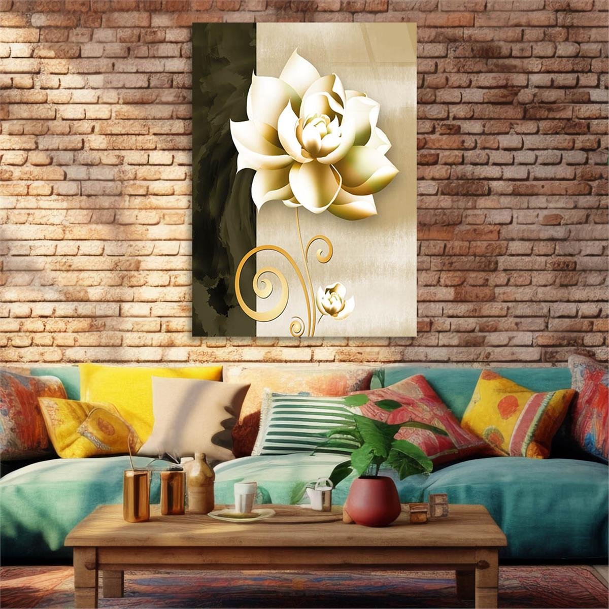 Vertical Tempered Glasss Wall Arts Natured-Themed111