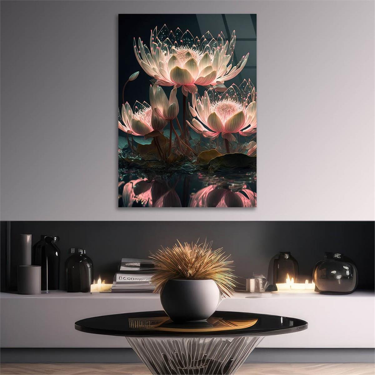 Dikey Sanat Temalı Cam Tablo 448