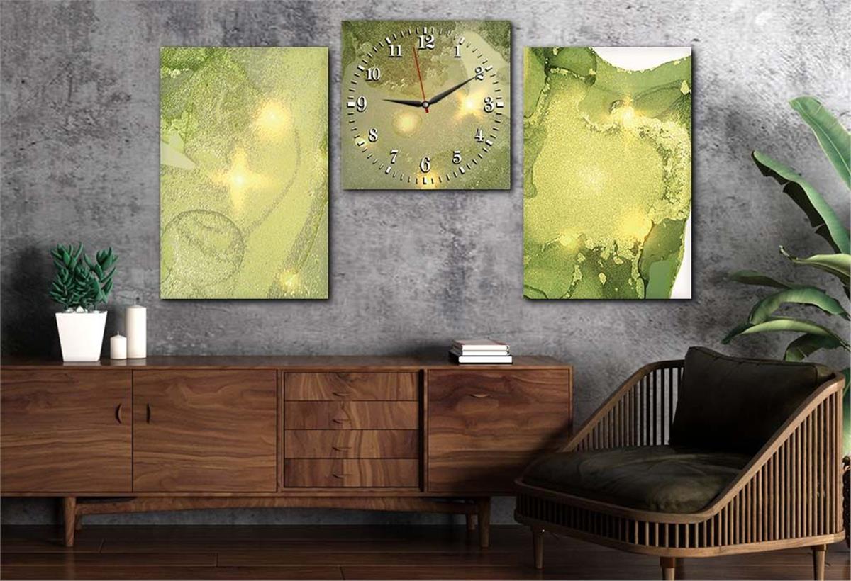 Tempered Glasss Wall Arts Art-Themed Set with Clock