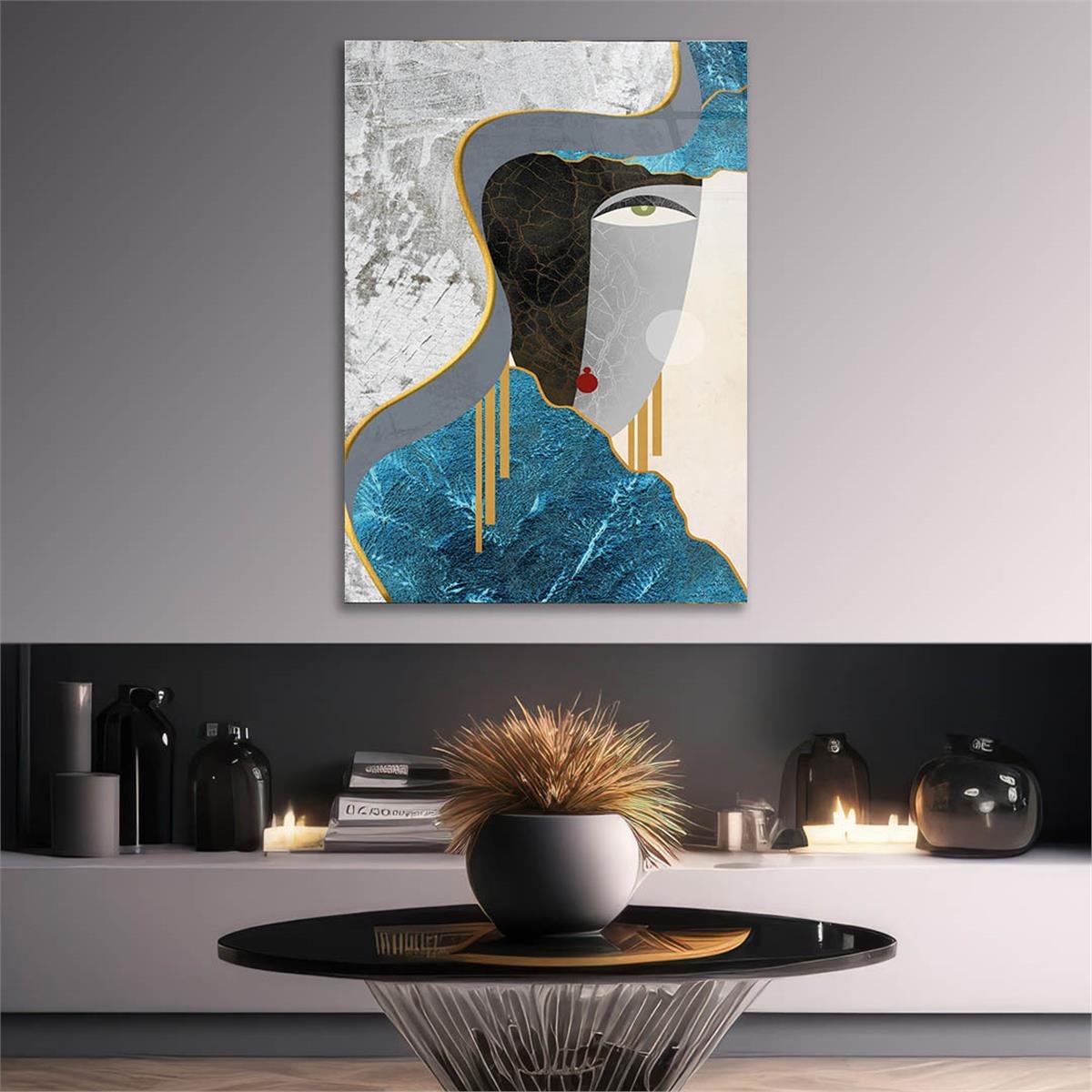 Dikey Sanat Temalı Cam Tablo 292