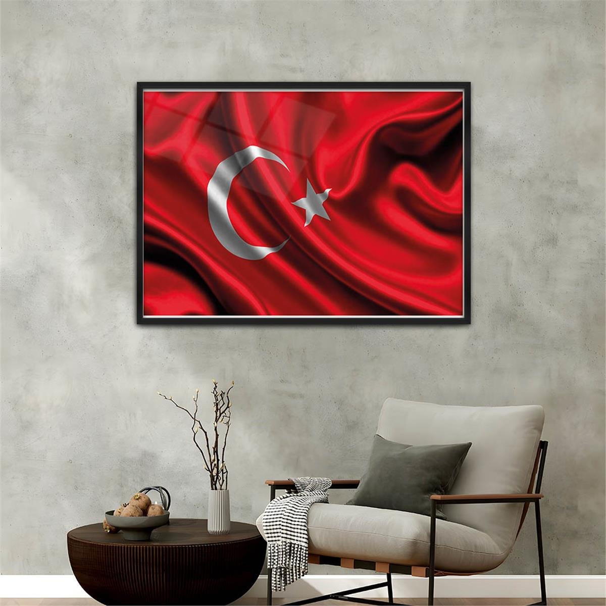 Alüminyum Çerçeveli Vatan Temalı Cam Tablo 086