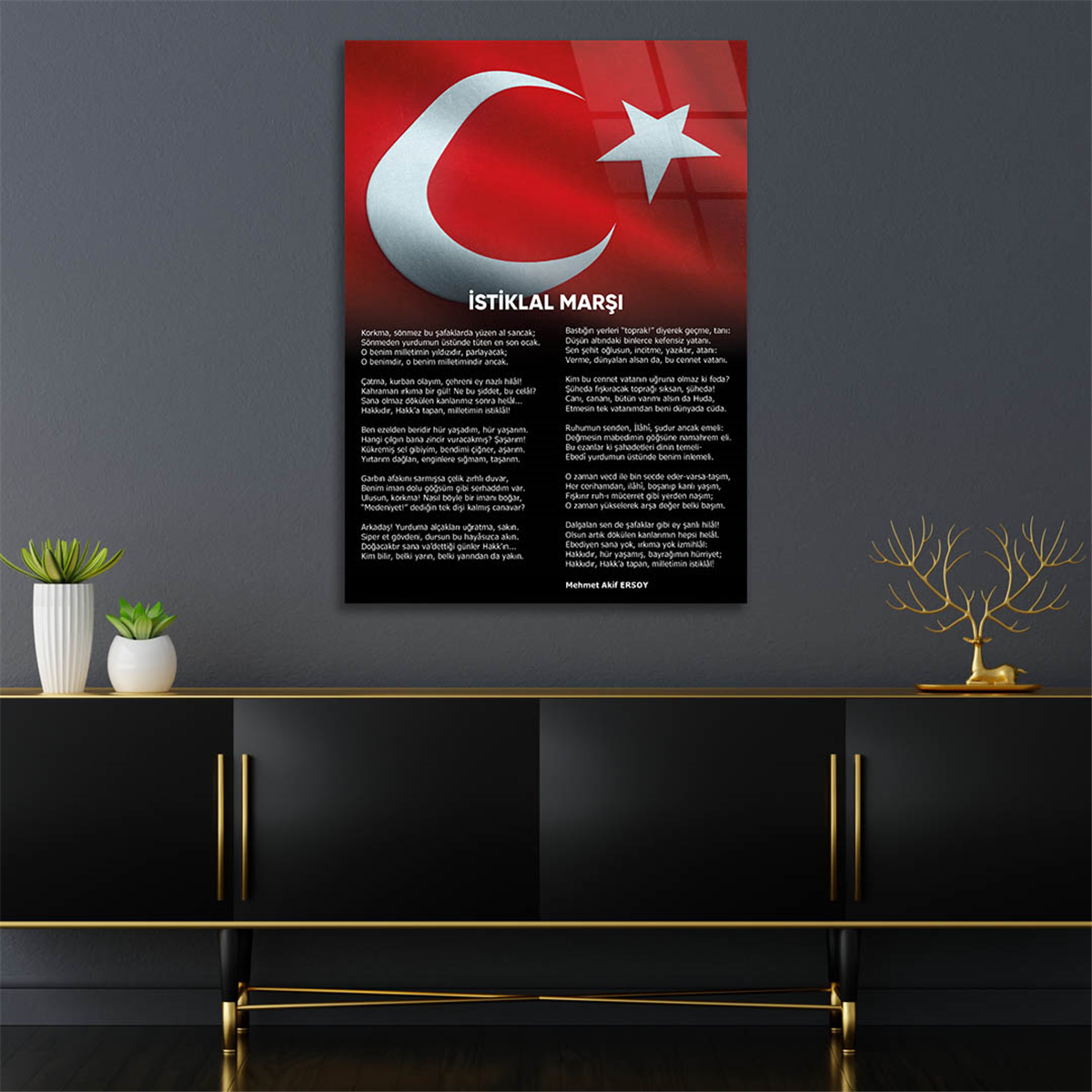 İSTİKLAL MARŞI YAZILI CAM TABLO