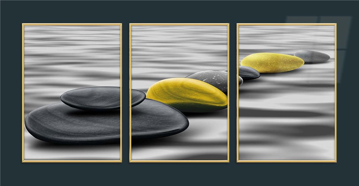 Alüminyum Çerçeveli Sanat Temalı 3'lü Set CAM Tablo 0064