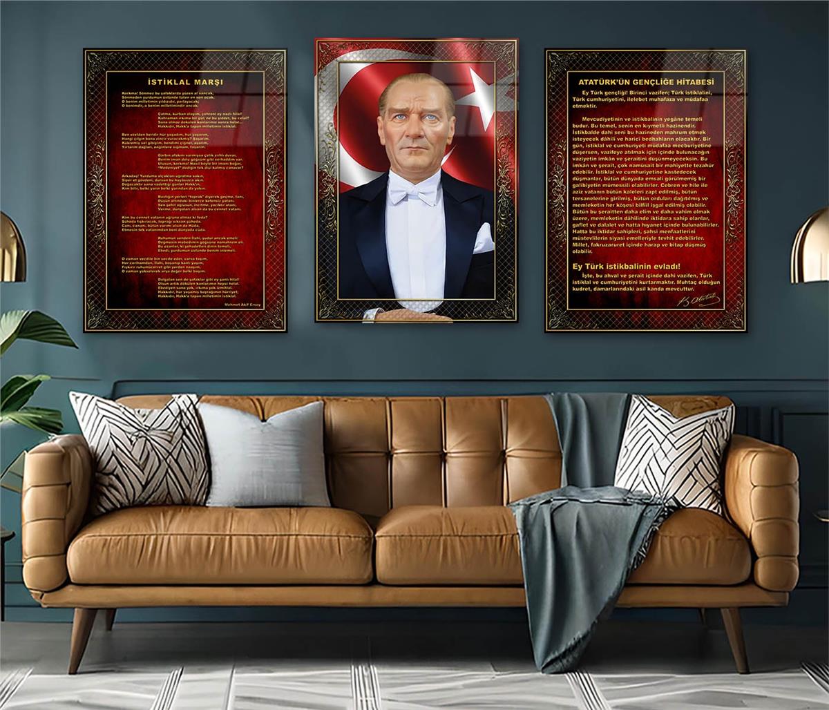  3'lü Set VatanTemalı Cam Tablo 34