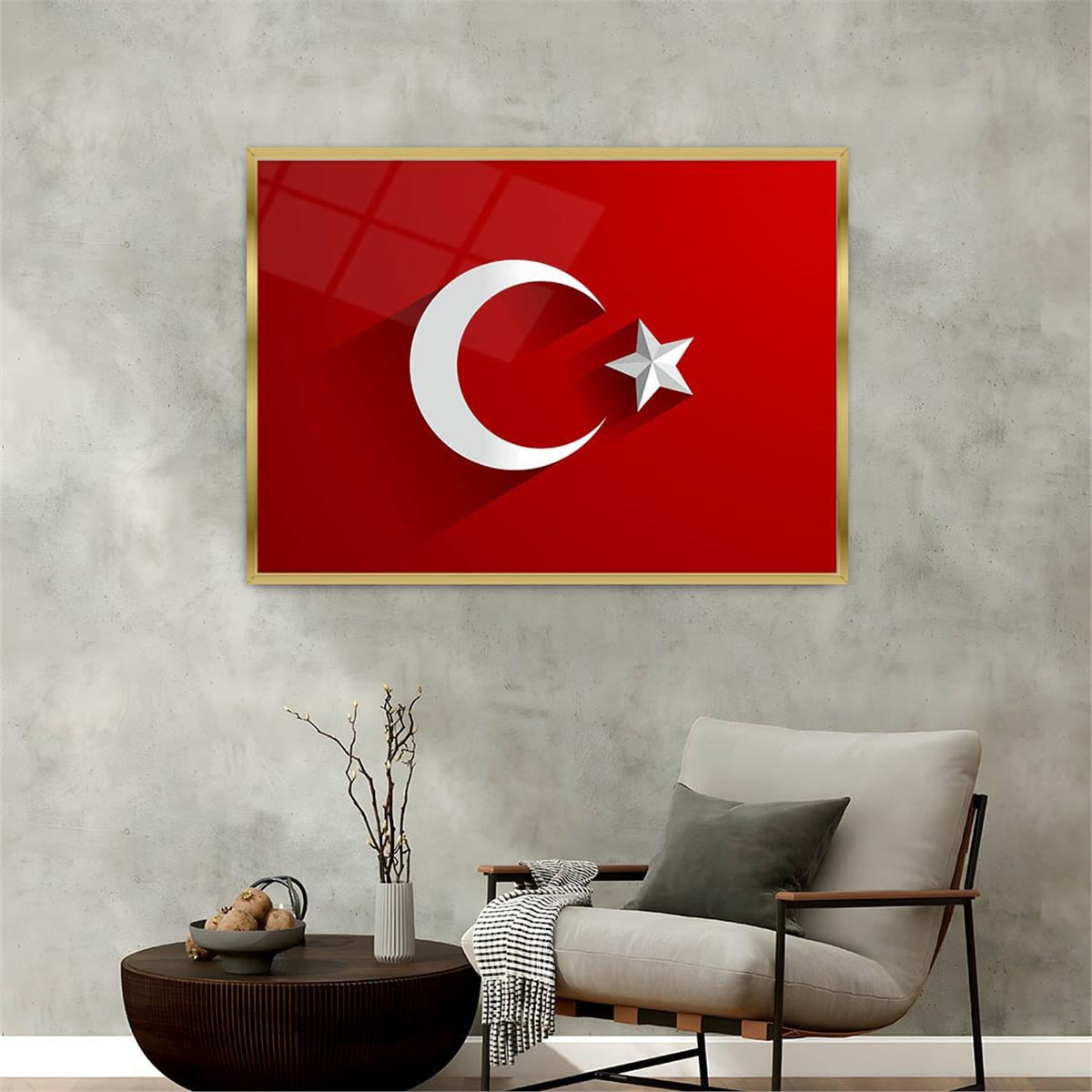 Alüminyum Çerçeveli Vatan Temalı Cam Tablo 087