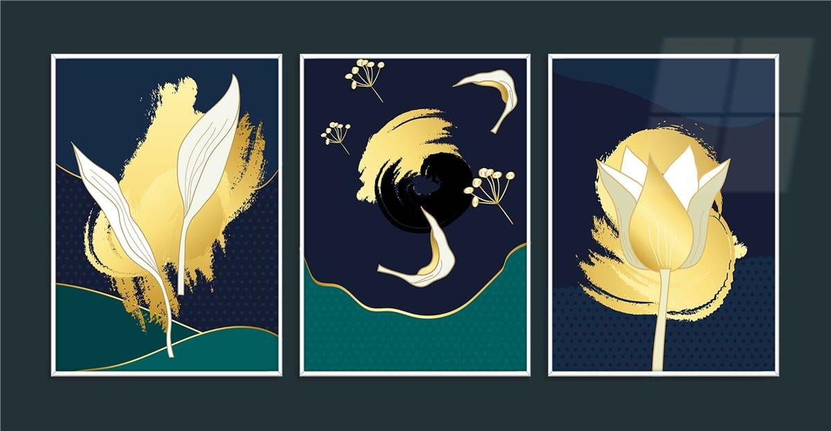 Alüminyum Çerçeveli Sanat Temalı 3'lü Set MDF Tablo 0005