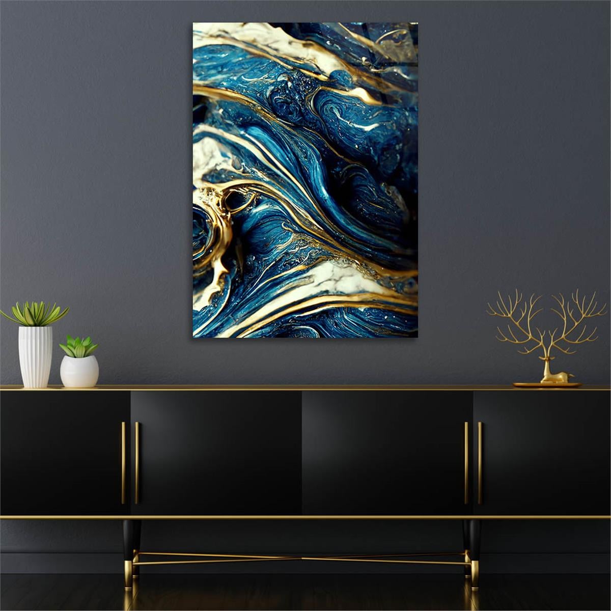 Dikey Sanat Temalı Cam Tablo 558