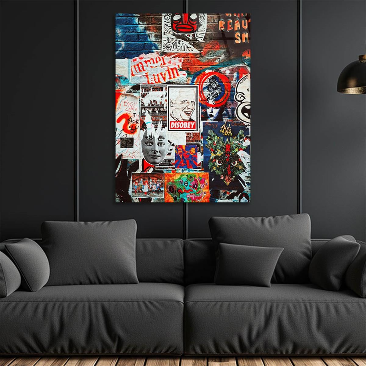 Dikey Sanat Temalı Cam Tablo 423