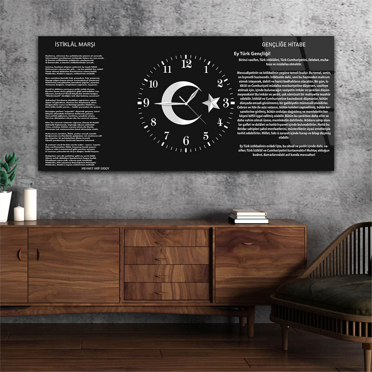 Middle-Clock, Homeland-Themed Horizontal Glass Wall Painting 004