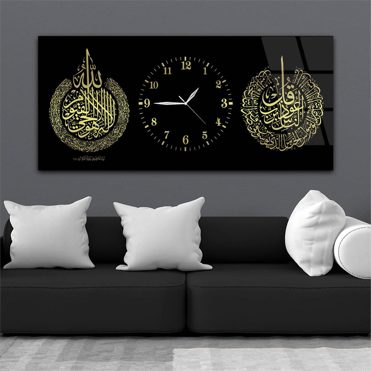 Horizontaal, in Het Midden Voorzien Van Een Klok, Religieus Thema Gehard Glasschilderij 084