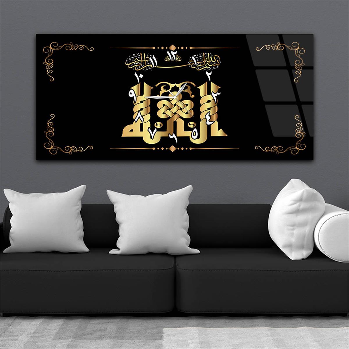 Horizontaal, in Het Midden Voorzien Van Een Klok, Religieus Thema Gehard Glasschilderij 057